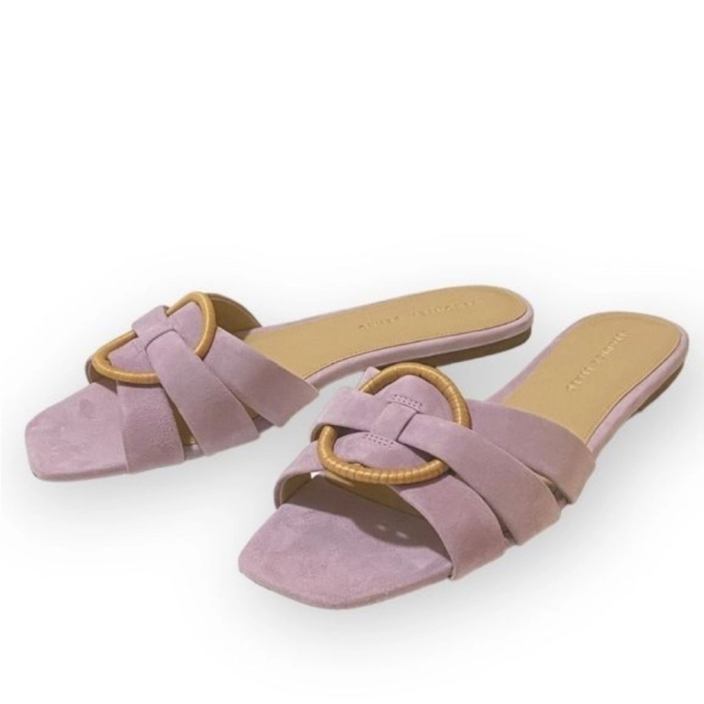 Veronica Beard Madeira Suede Mauve /Pale Purple & Rafia Slip On Sandals 10 M - Picture 5 of 8